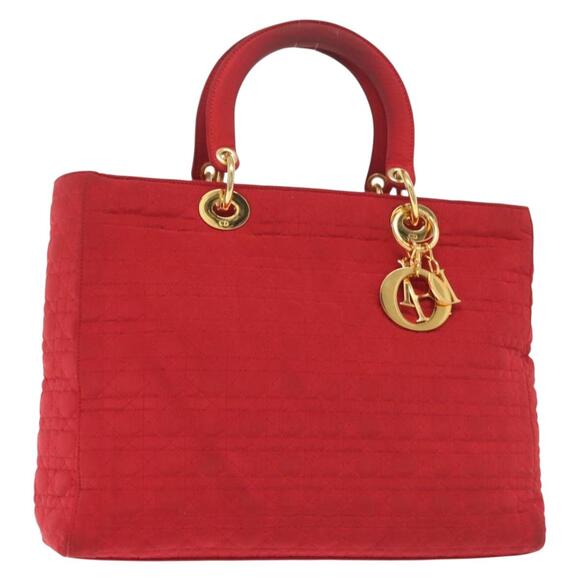 DIOR Canage Lady DIOR Hand Bag Nylon Red Gold - Picture 1 of 12